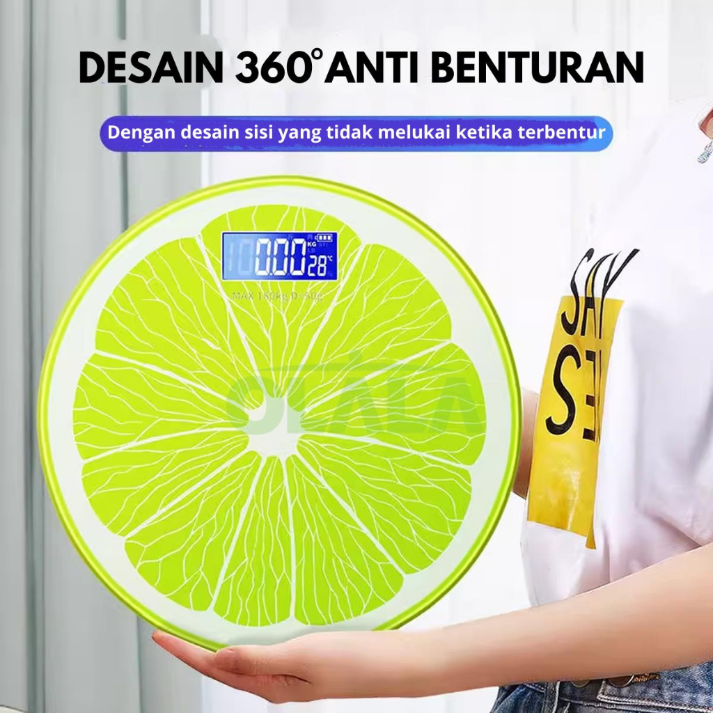 TIMBANGAN BADAN DIGITAL BULAT MOTIF BUAH OLL-28