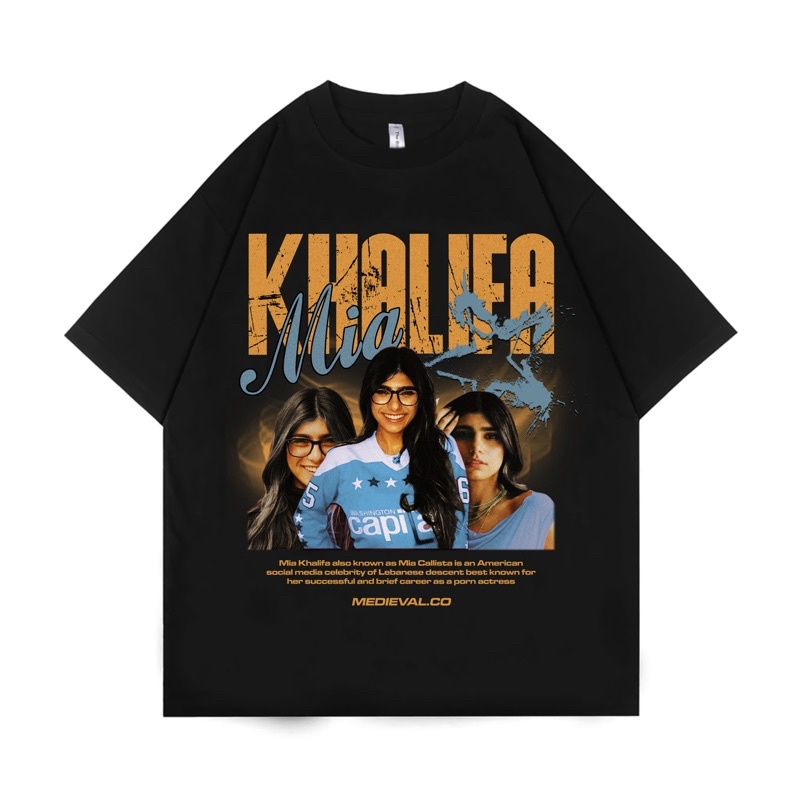 Kaos Baju MIA KHALIFA VINTAGE BLACK - MEDIEVAL - Tshirt Oversize Bootleg - Rap tee - Pria wanita