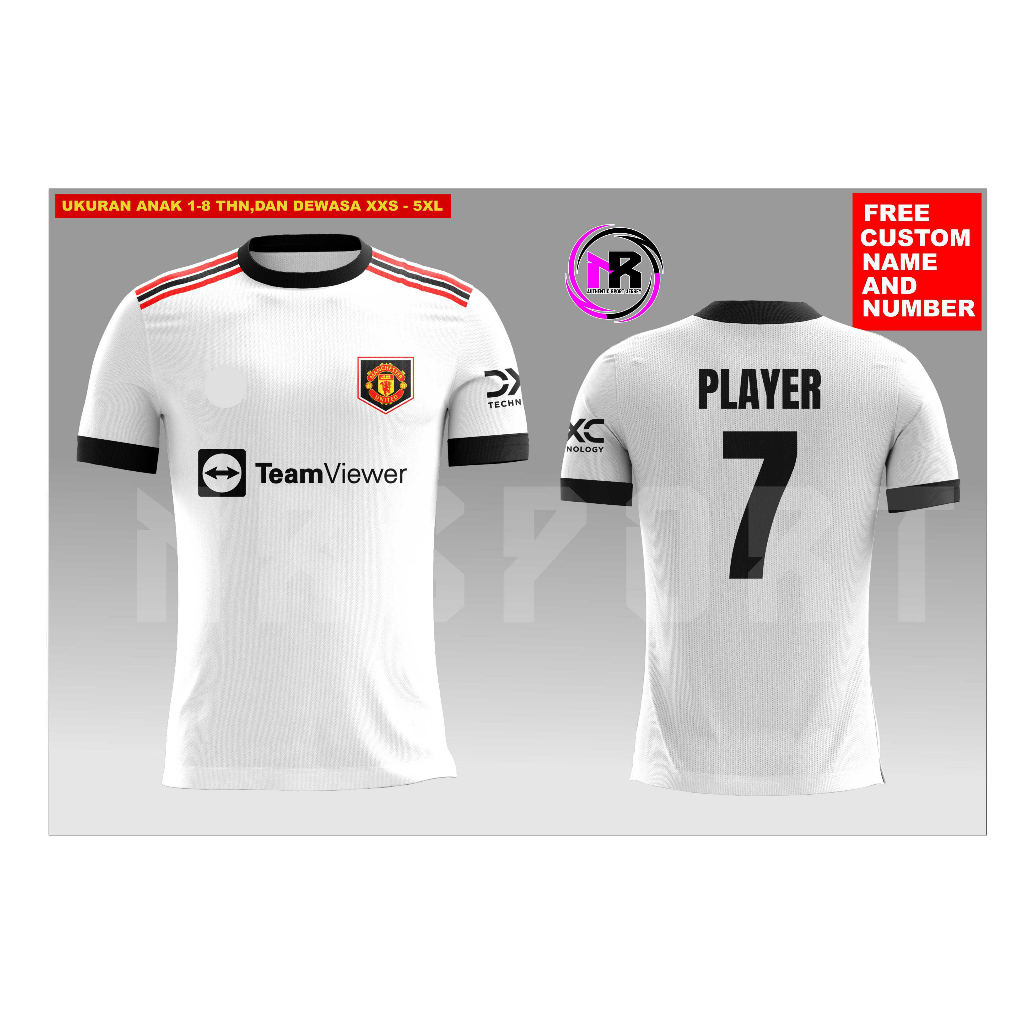 JERSEY PRINTING MANCHESTER UNITED AWAY TERBARU/SETELAN JERSEY PREMIUM MAN UNITED PUTIH/BAJU DAN CELA