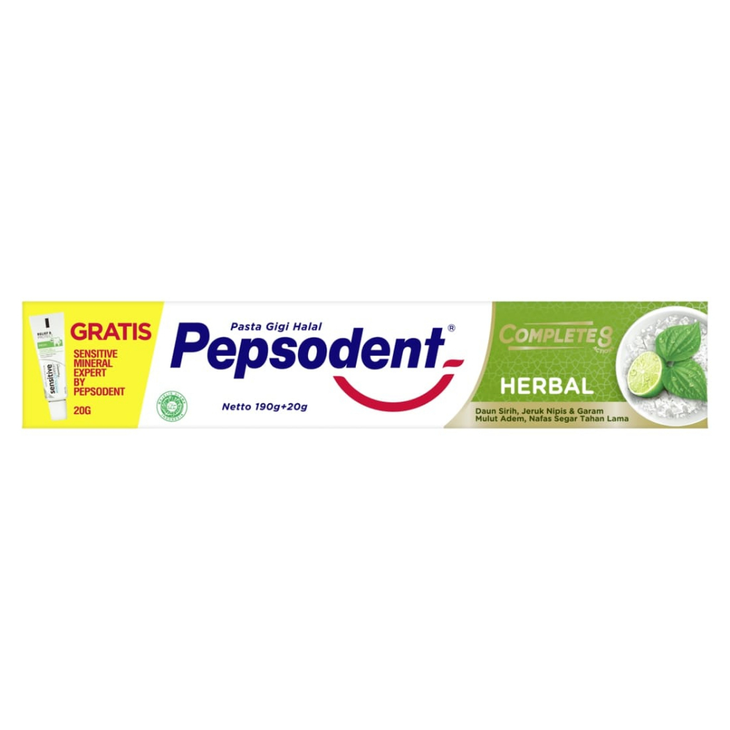 Pepsodent Action 123 Herbal 190g + free 20g Sensitive Mineral Expert | Pepsodent 225g