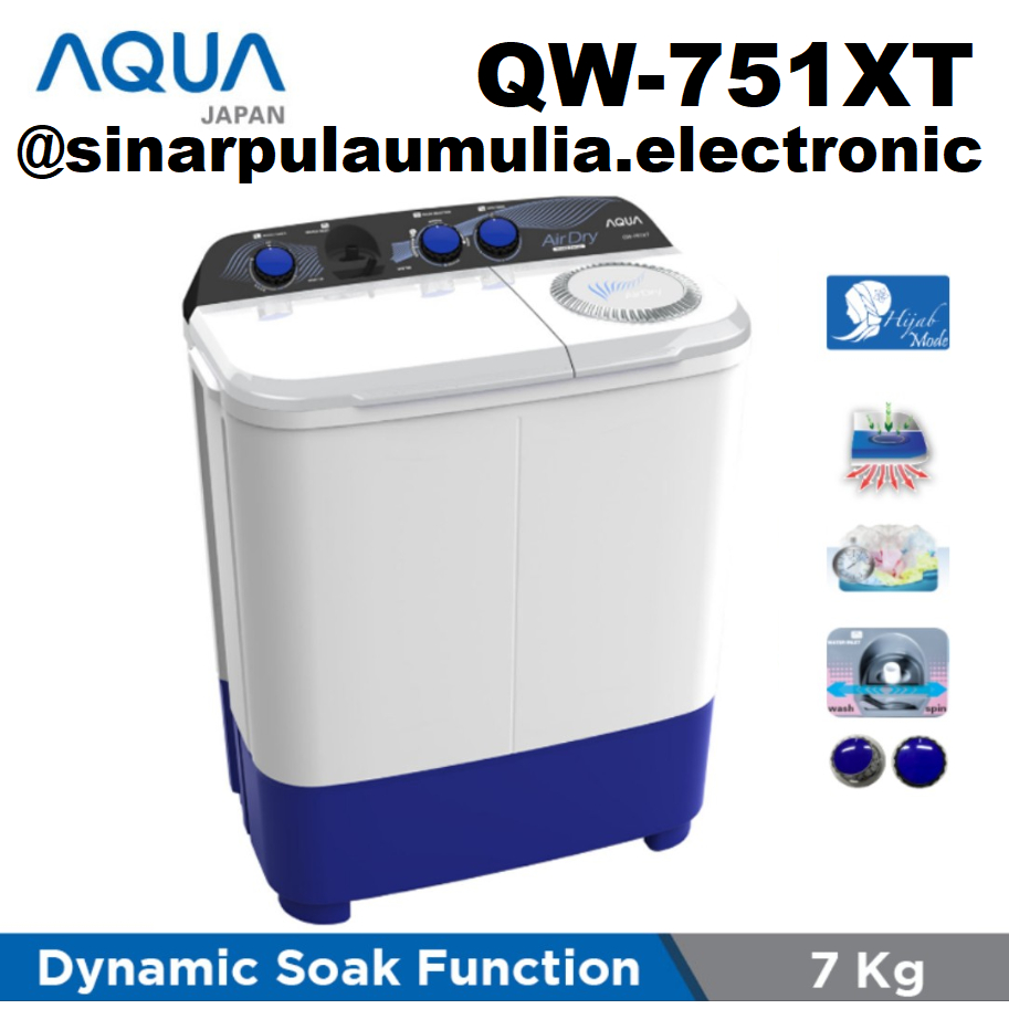 Aqua Mesin Cuci 2 Tabung Manual 7 KG - QW751XT / QW 751XT / QW 751 XT