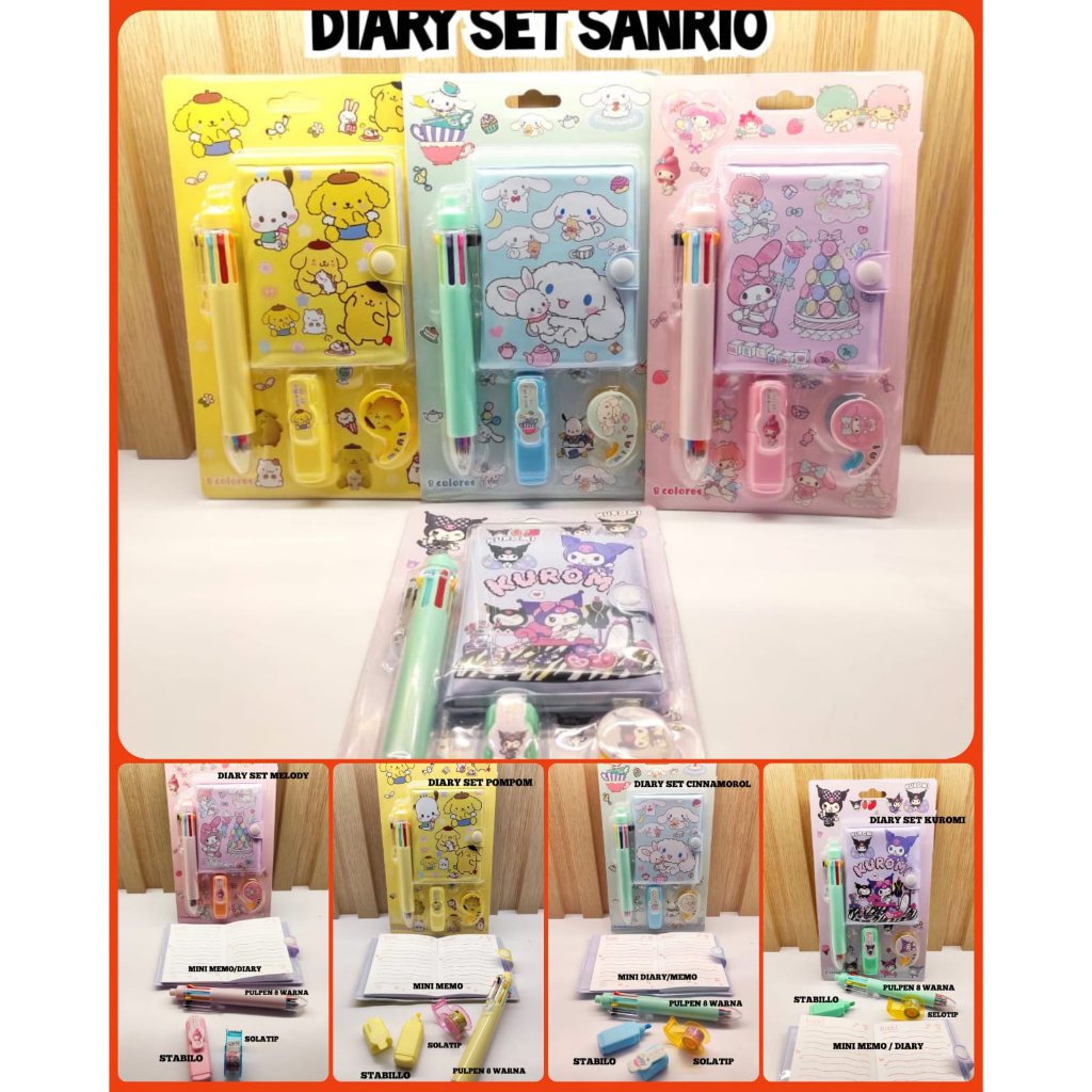 

HS - DIARY SET SANRIO | MINI DIARY SET ALAT TULIS SANRIO | SANRIO | ALAT TULIS KUROMI | SET MEMO CINAMORROL | MEMO SET KUROMI | POMPOMPURIN | MY MELODY