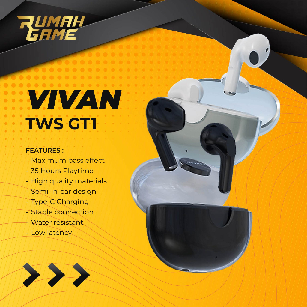 Earphone TWS Vivan Infinity GT1 Bluetooth 5.3 True Wireless Airbuds