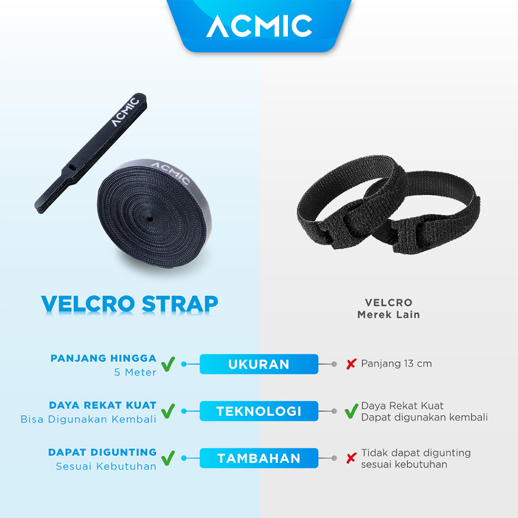 ACMIC STRAP CABLE TIE ORGANIZER Pengikat Perekat Kabel Holder