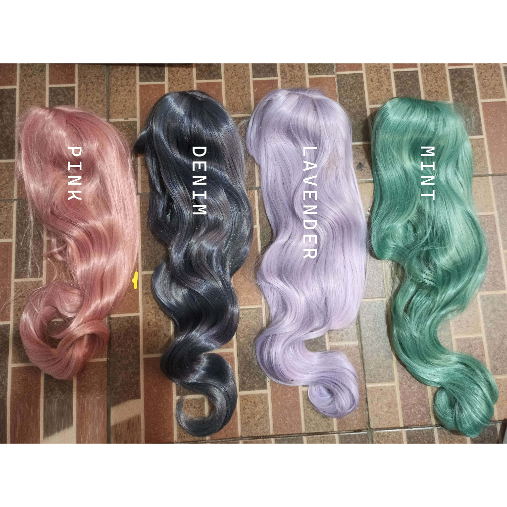 WDA-12 standar wig daily lolita rambut palsu panjang wavy curly gelombang poni