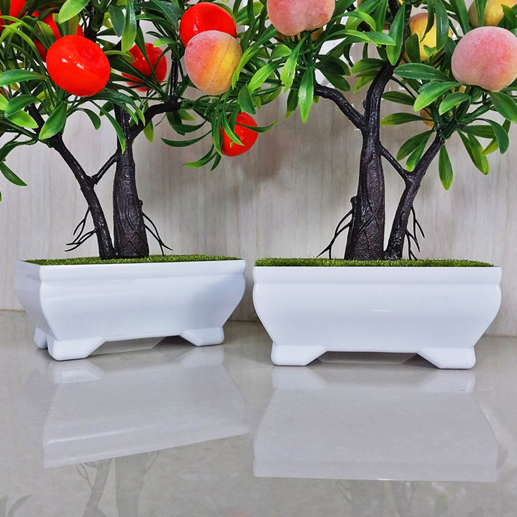 Satu7an PBP11 BUNGA PLASTIK TANAMAN BUAH -SAYUR + POT BUNGA DECORATION CHILI ORANGE PEACH ARTIFICIAL