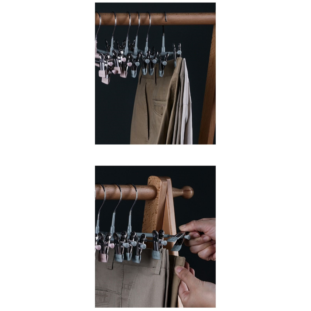 1 pcs Gantungan Baju Jepit Dan Celana Gantungan Baju Hanger Jepit Besi Kawat Pants Hanger Clip Stainless - HW120