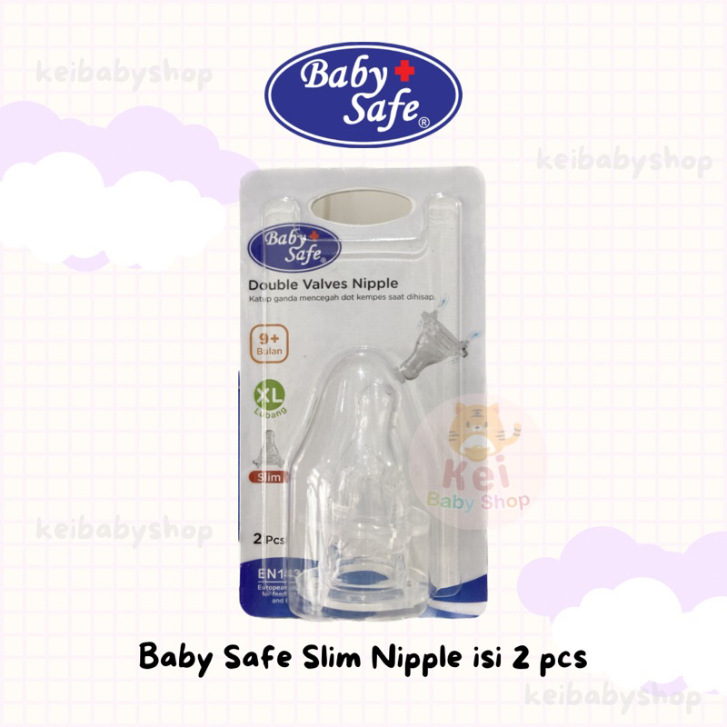 Baby Safe Nipple Slim Regular isi 2 pcs / Dot Baby Safe Slim Neck