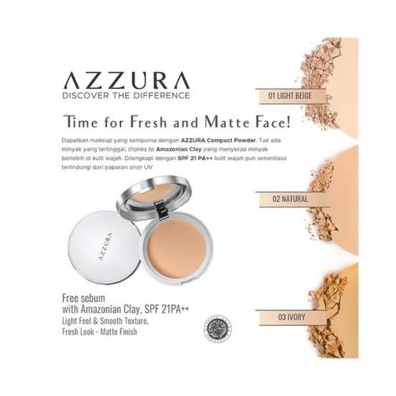 AZZURA COMPACT POWDER Bedak Padat Natural Ivory Light Beige 14gr