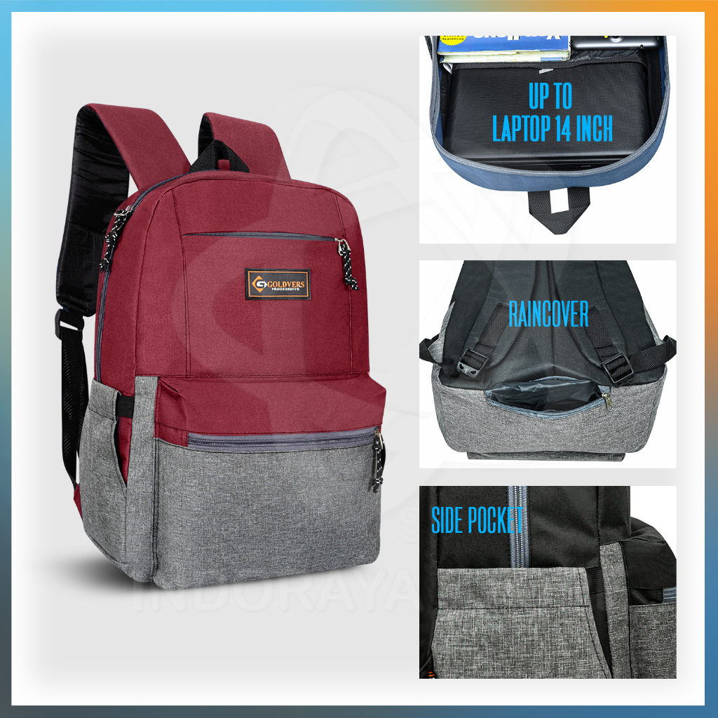 HIRO - Tas Ransel Anak Sekolah Pria Wanita Laptop 14inc Free Raincover Bahan Denim Backpack Sekolah