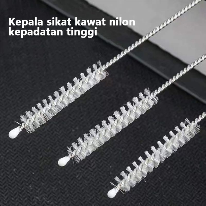 Sikat Sedotan Stainless Steel Brush Straw Stain Less Bengkok Lurus BA