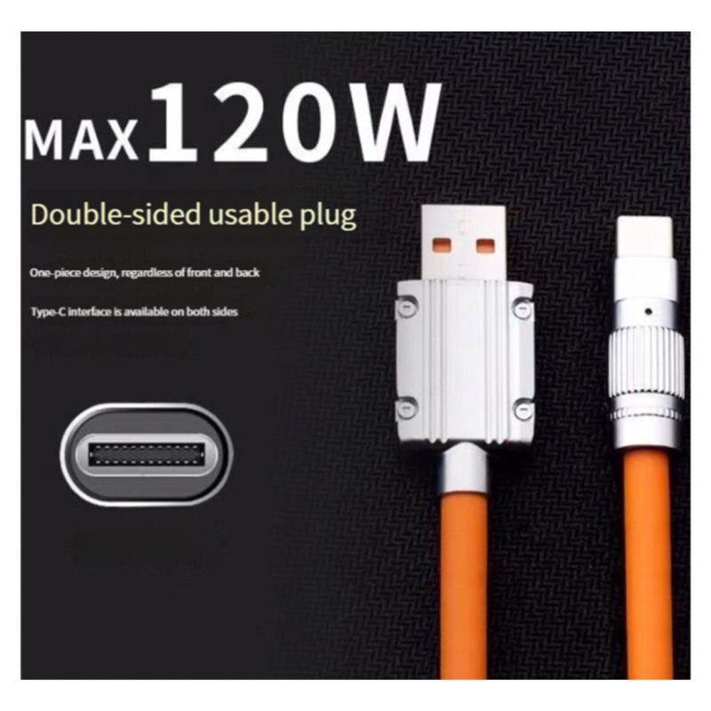 Kabel Data 120W Fast Charging 6A Bahan Silikon Super Kuat Colokan Type C dan Micro