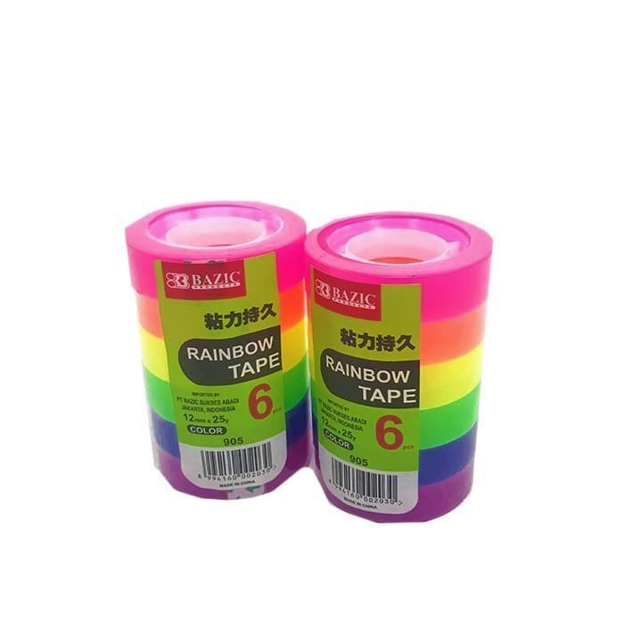 

Isolasi Rainbow Tape / Rainbow Tape Bazic / Selotip Kecil Pelangi Bazic isi 6 Roll