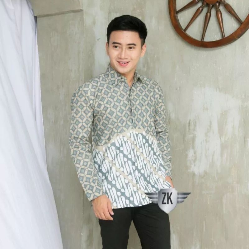 Batik pria kemeja batik lengan panjang m l xl xxl terlaris Warna Pastel