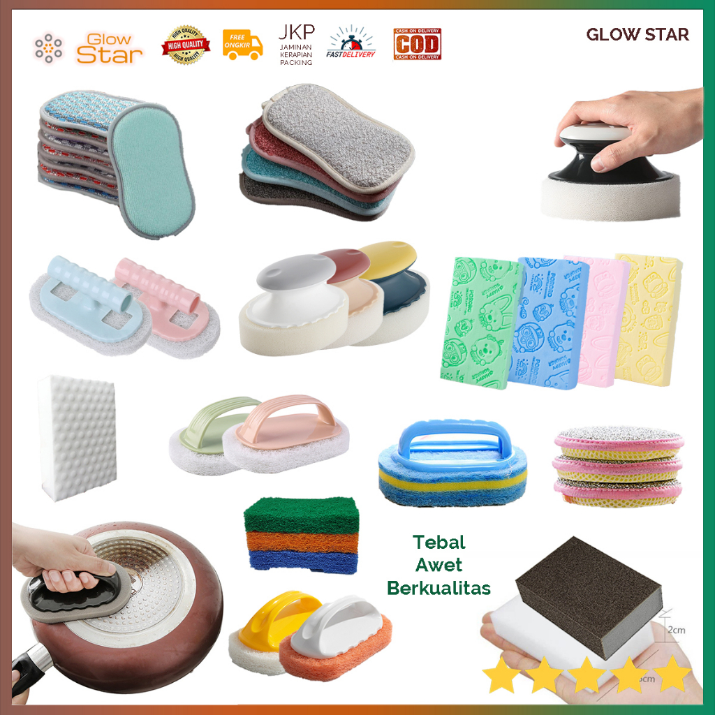 SPONS Pembersih Spon Karat Besi Nano Melamine Magic Sponge Scouring Pad Tapas Goso, Pencuci Piring Tebal Sikat Cuci Piring Busa Kamar Mandi WC Cleaning Brush anak kain busa halus padat Lucu serbaguna