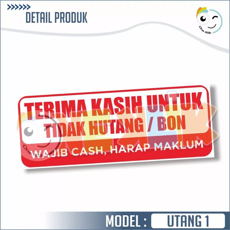 

STIKER DI LARANG HUTANG, MODEL PRINT