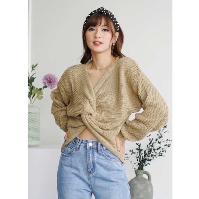 Queenbags89 baju outfit cewek baju atasan wanita baju Rajut Moluna crop