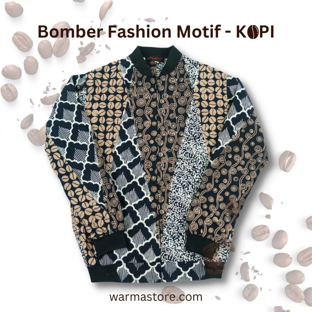 WARMA & EB Batik Jaket Bomber Batik Kopi Pecah | Berkualitas Premium | Size S M L XL