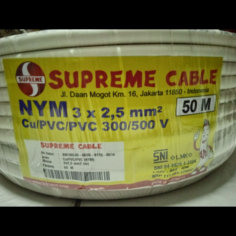 KABEL LISTRIK MERK SUPREME NYM 3x2.5 / 3x2,5 PER METER / @ METER