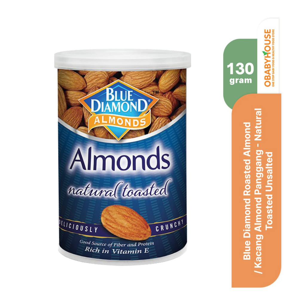 Blue Diamond Roasted Almond / Kacang Almond Panggang 130gr - Natural Toasted Unsalted