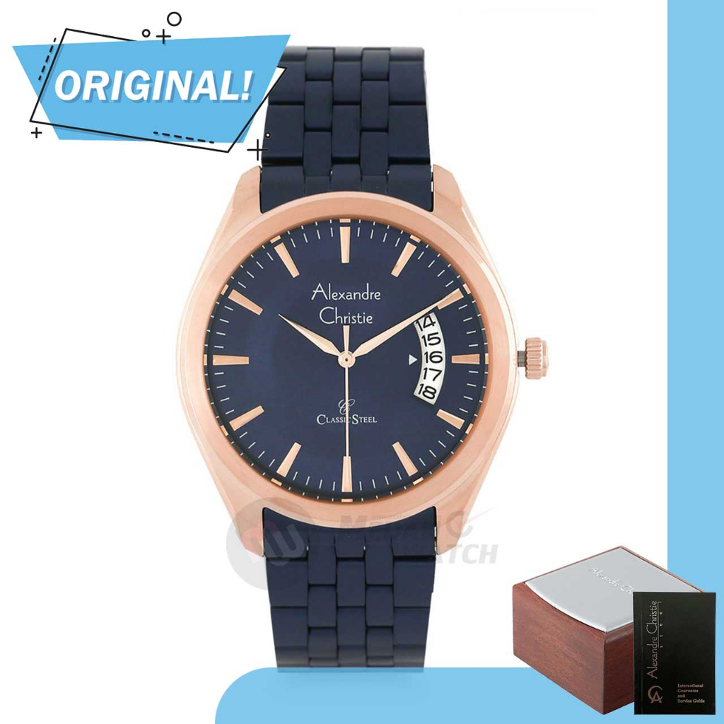 Jam Tangan Pria Analog Alexandre Christie 8674MD AC8674 AC 8674 MD 8674 MDBURBU Original Garansi Res