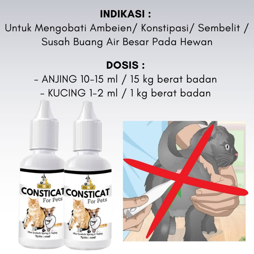 Obat Ambeien Sembelit Susah Buang Air Besar Kucing CONSTICAT 10 ML FEFARM