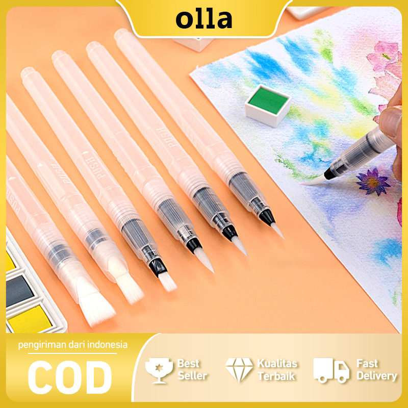 Olla water pen set/6 Paket Kuas Cat Air Lembut untuk Menggambar/Melukis