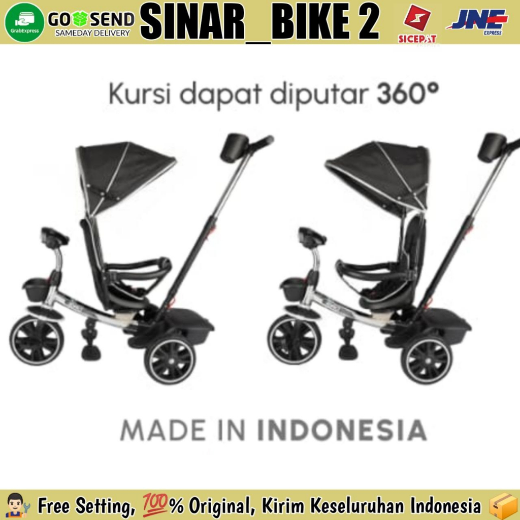 Sepeda Roda Tiga Iora T-15 NIKEL Kursi Putar Tricycle Anak