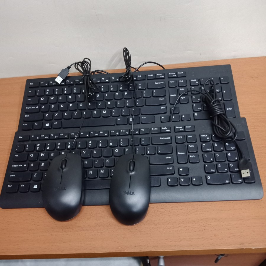 paket keyboard mouse lenovo super slim tipis USB original like new murmer