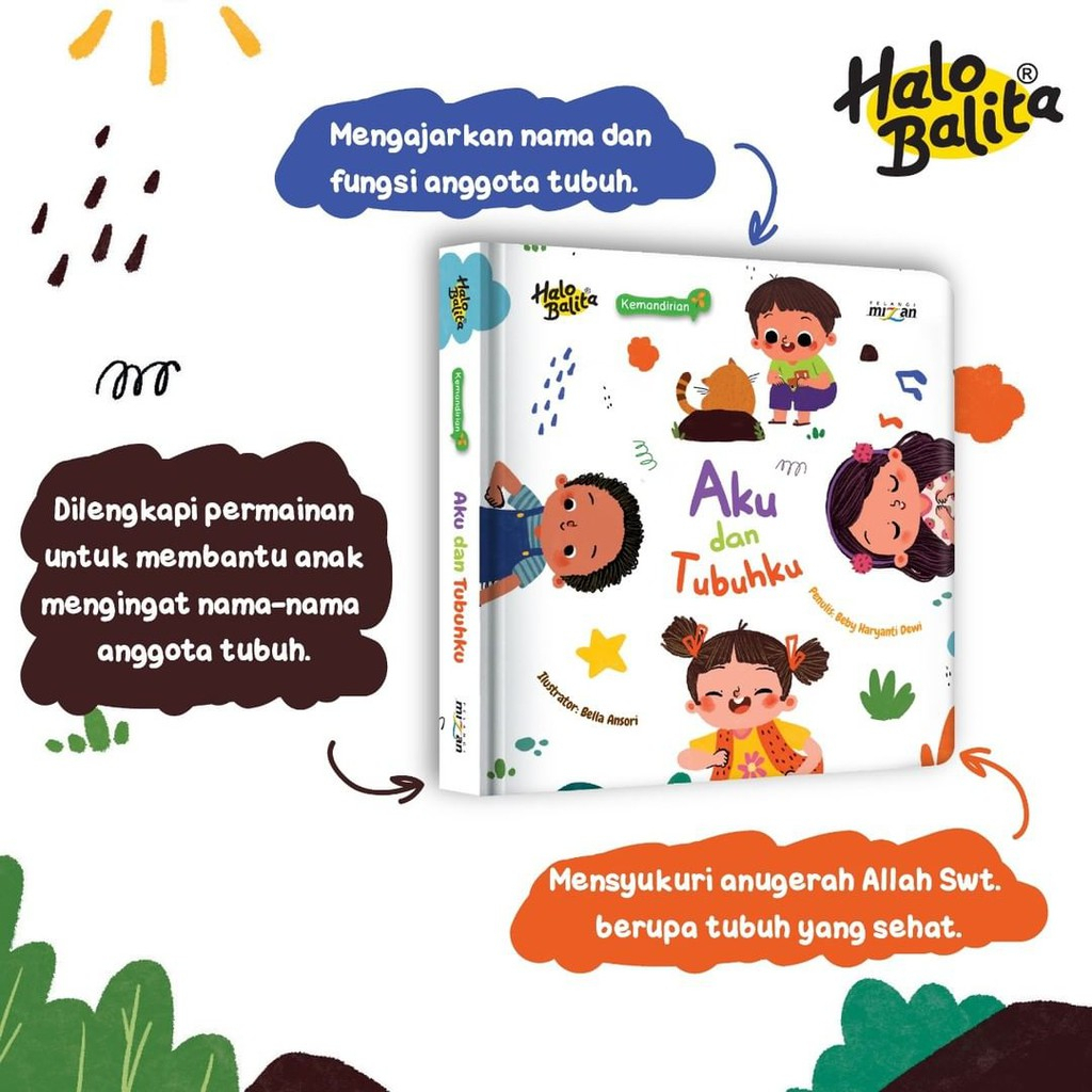 [Mizan] Halo Balita Seri Kemandirian: Aku Dan Tubuhku (Boardbook)