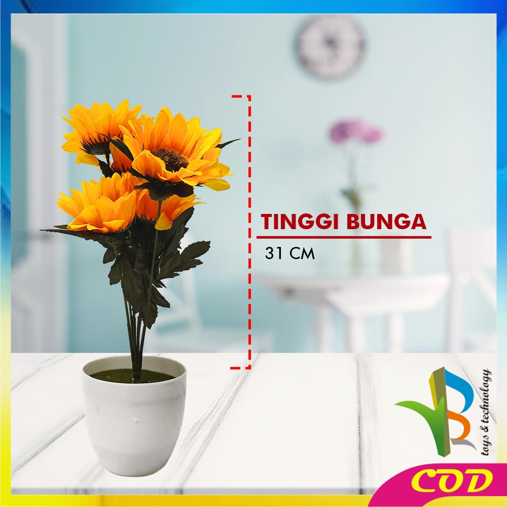 RB-C556 Ornamen Pot Tanaman Bunga Matahari Bunga Hias Dekorasi Rumah Tanaman Artificial Plant Tanaman Hias Plastik