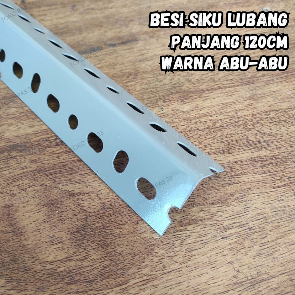 Besi Siku Lubang Tebal 1mm Panjang 120cm 120 cm Warna Abu-abu Besi Rak Siku Susun