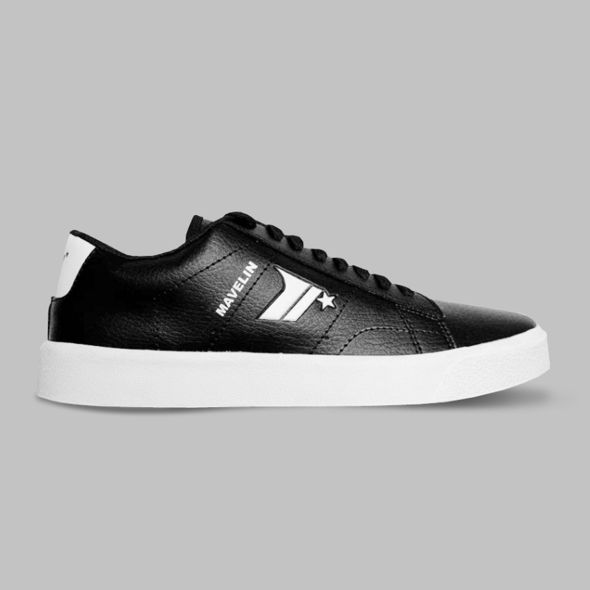 Mavelin Alvin Black White  - Sepatu Sneakers Casual Hitam Putih Pria Wanita