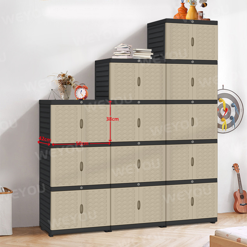 Pocket Dragon Lemari pakaian plastik Lemari pakaian Lemari plastik susun Lemari plastik jumbo Lemari baju plastik Lemari plastik 3/4/5 susun (SLG）