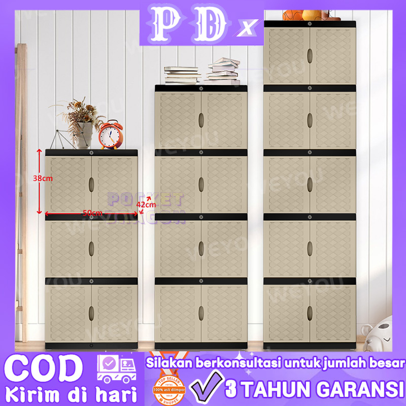 Pocket Dragon Lemari pakaian plastik Lemari pakaian Lemari plastik susun Lemari plastik jumbo Lemari baju plastik Lemari plastik 3/4/5 susun (SLG）