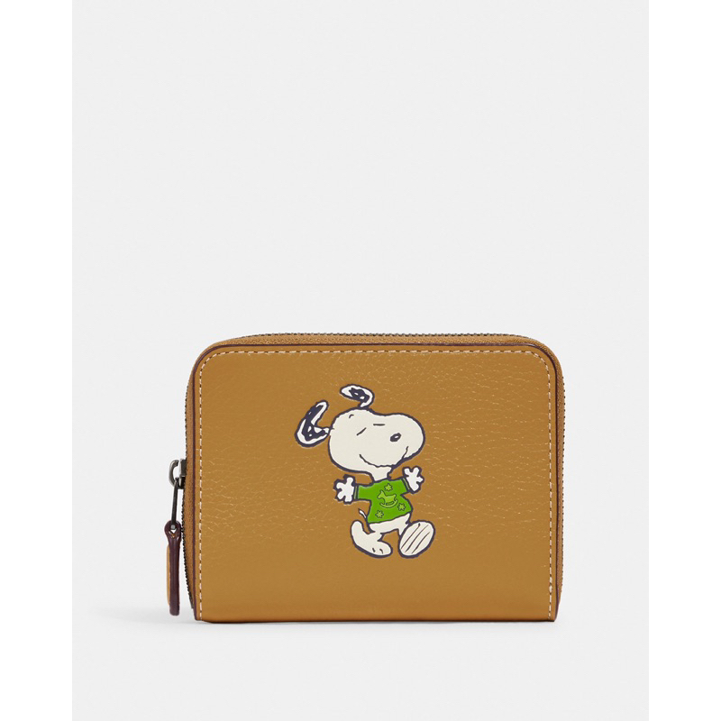 Coach X Peanuts Small Zip Around Wallet With Snoopy Walk Motif (CE869)