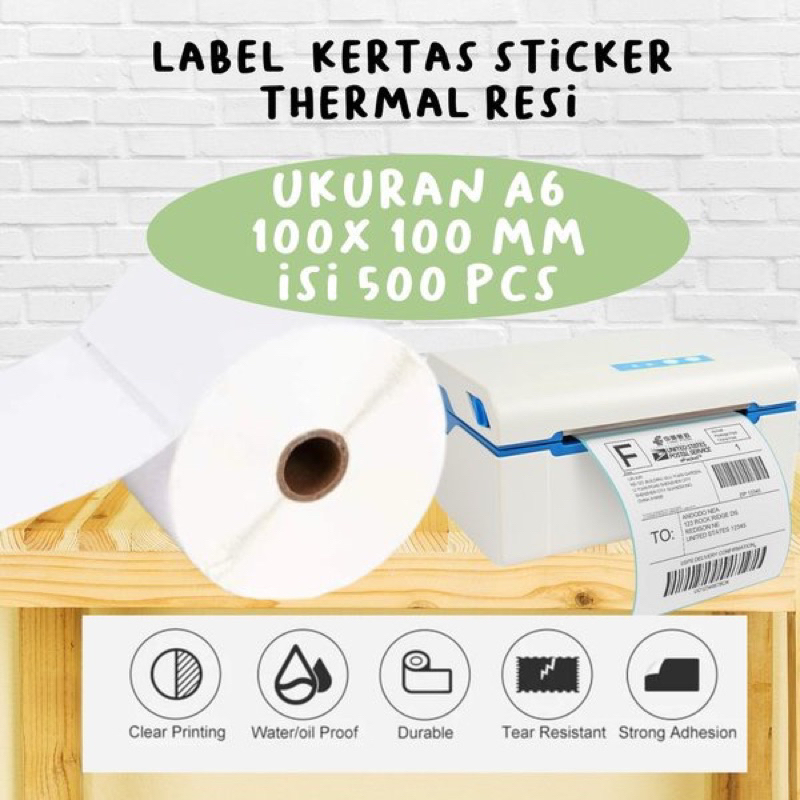 

Label Sticker Thermal 100 x 100 mm isi 500 Kertas Sticker Label / Resi / Barcode