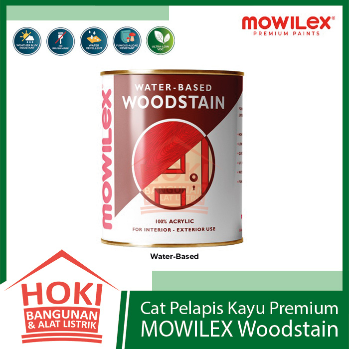 MOWILEX WOODSTAIN 1Kg - Cat Pelapis Kayu Premium 1L Politur Vernis - Waterbased Campuran Air Clear K