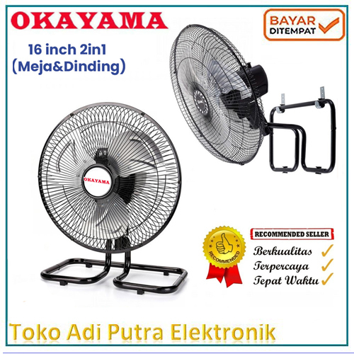 Okayama OK-1630 Kipas Angin 16&quot; Besi Tornado Meja Full Besi  ( 2in1 ) Meja Dinding 16 Inch