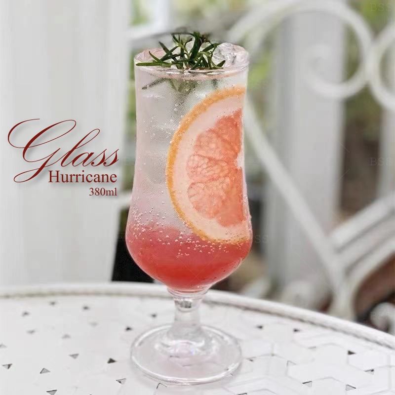 Glass Hurricane 380ml Gelas Kaca Kaki Hotel Coctail Jus Smoothie Dessert Elegant Cafe Libbey Drinking Glass