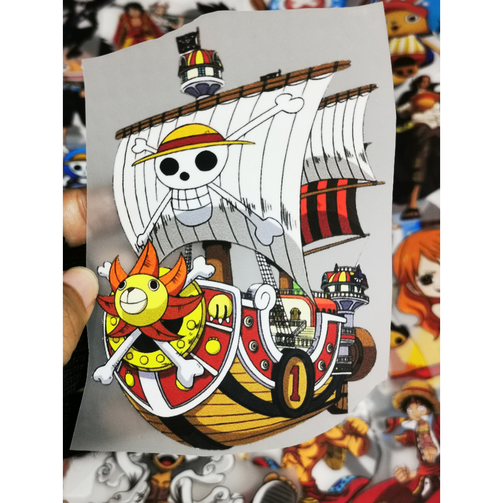 SABLON SETRIKA SABLON DTF PRINTING TEMA ONE PIECE UNTUK KAOS TOTEBAG TOPI KARAKTER KAPAL ONE PIECE