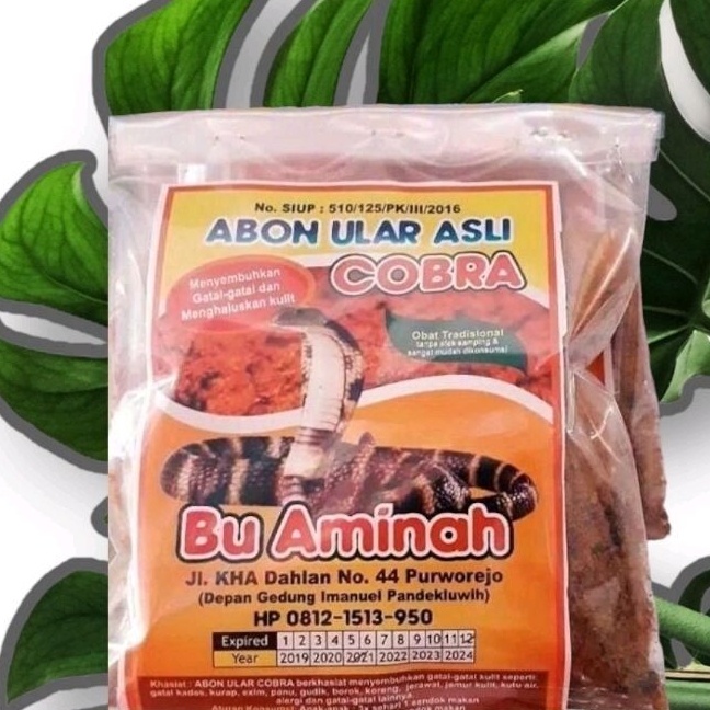 

ABON ULAR COBRA BU AMINAH ASLI / ORIGINAL AMPUH MENGOBATI GATAL-GATAL KULIT DAN MENGHALUSKAN KULIT