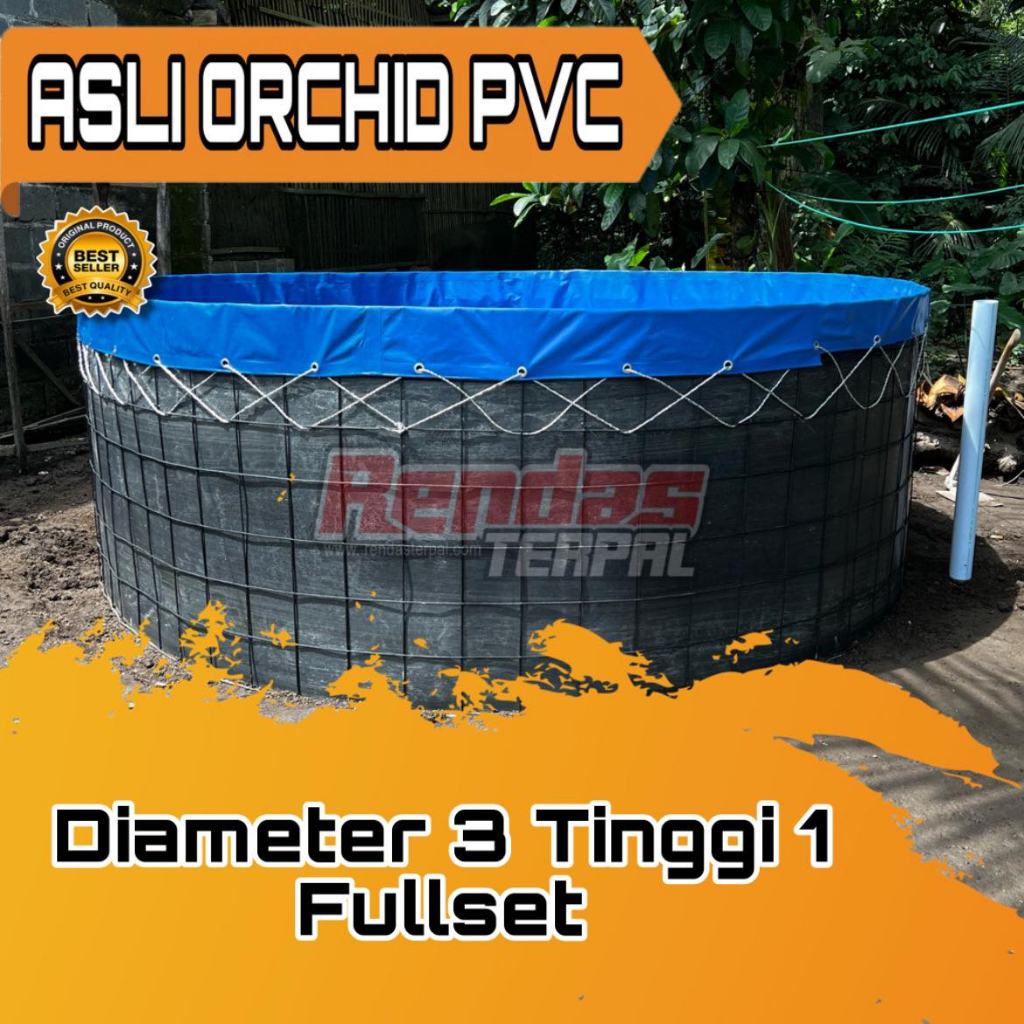Kolam Terpal Bulat Fullset Orchid Diameter 3 Tinggi 1