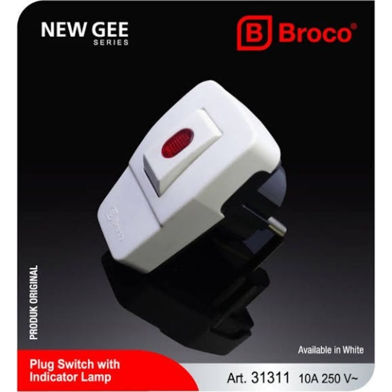 Stop Kontak Broco 2,3 dan 4 Lubang+Steker Switch Broco+Kabel 1 sampai 10 meter/Stopkontak Siap Pakai