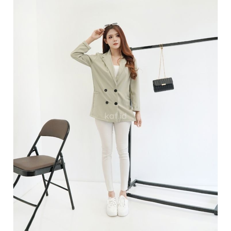 Blazer Wanita Kantor Blazer Kancing Basic Casual Premium Import