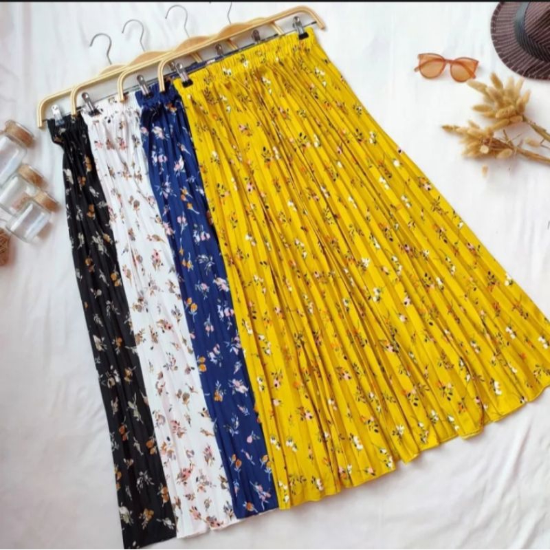 FREE ONGKIR ROK PLISKET MELATI/ROK PLISKET PREMIUM/ROK DAISY TERBARU COD