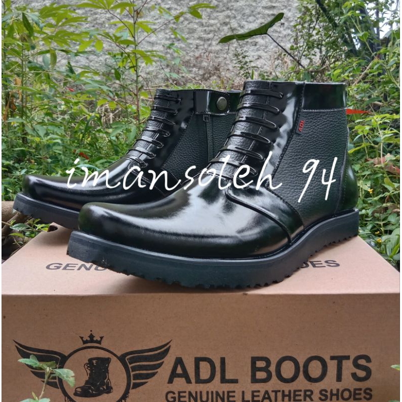 SEPATU PDH KULIT ASLI KILAP MIX DOFF CLASSIC MERK ADL BOOTS