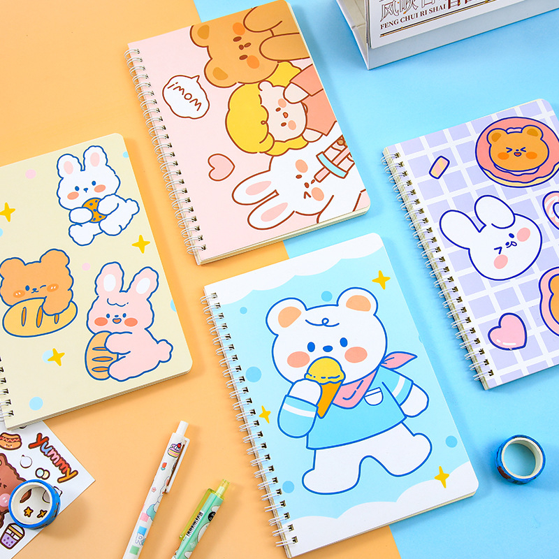 

Buku Tulis A5 Scrapbook Spiral Notebook Aesthetic Journal Motif Korea Lucu Garis Diary Planner