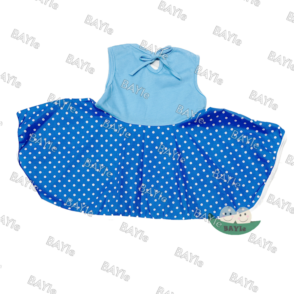 BAYIe - Baju bayi Perempuan Dress motif Polkadot Bunga PLANET KIDS usia 0 -12 bulan/baju cewek