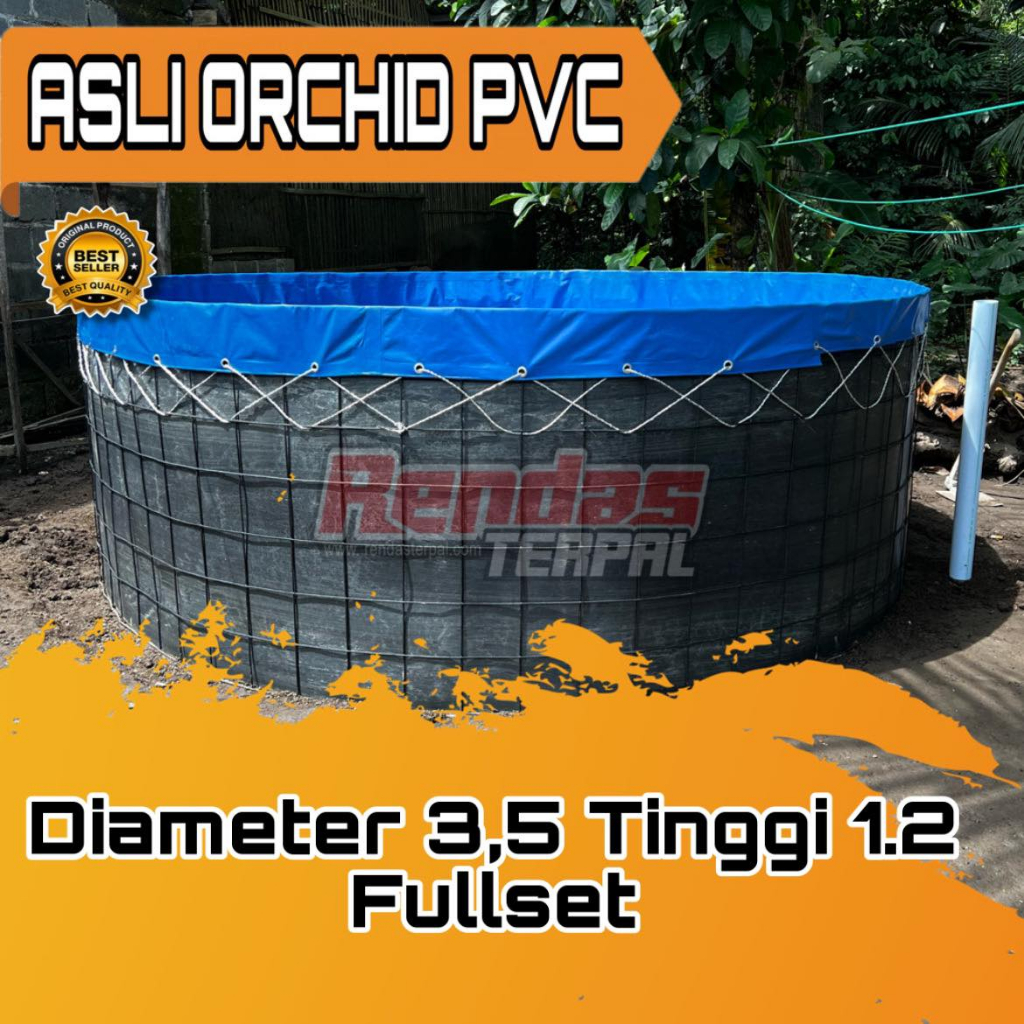 Kolam Terpal Bulat Fullset Orchid Diameter 3,5 Tinggi 1.2